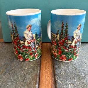 Chaleur A Day In Bloom By J. Quanrud Collectable Coffee Cups Mugs Set Of Two